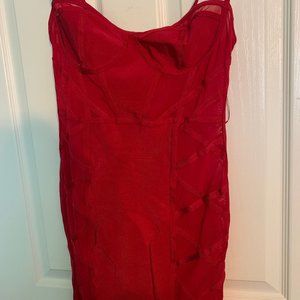 Fashion Nova Red bodycon dress with side mesh
